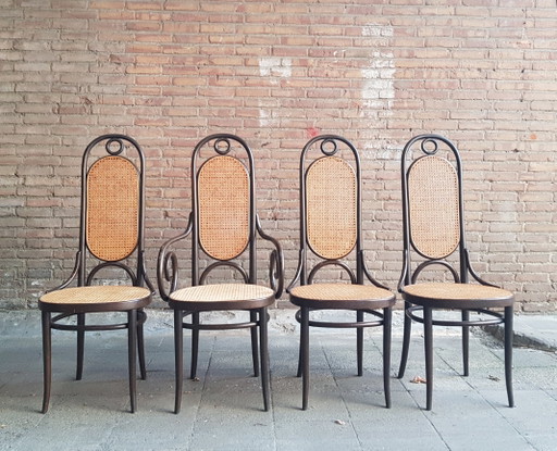 4 Thonet stoelen model Long John uit 1978