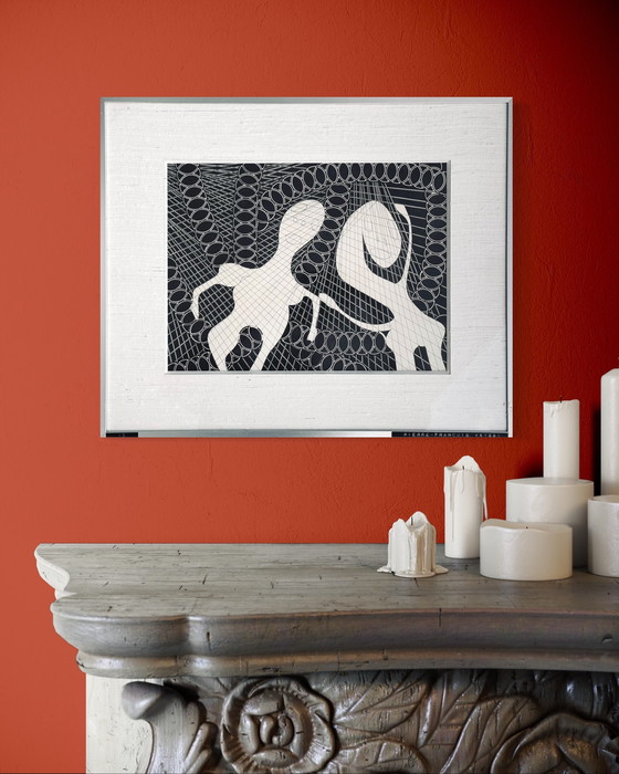 Image 1 of Pierre-François Vaysse - Art Brut circa 1970 - tinta - enmarcado