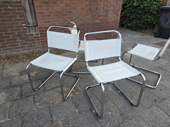 4 sedie di design, 1980 – Sedie da pranzo, Leather, Chrome (photo 2 of 9)