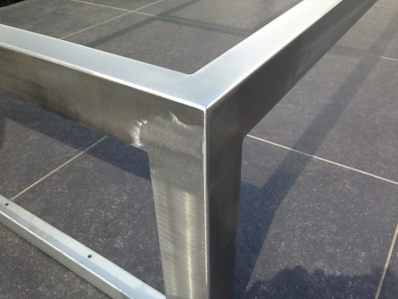 Image 1 of Chaise longue unique en acier inoxydable avec des planches composites solides