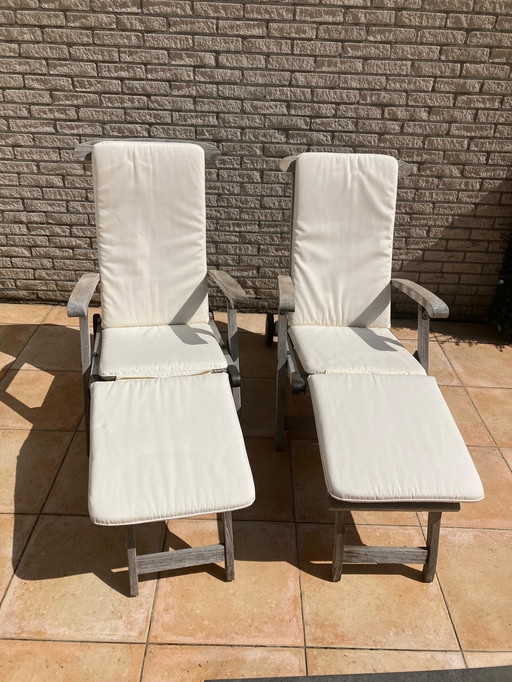 Garpa - Chaise longue en teck (coussins inclus)