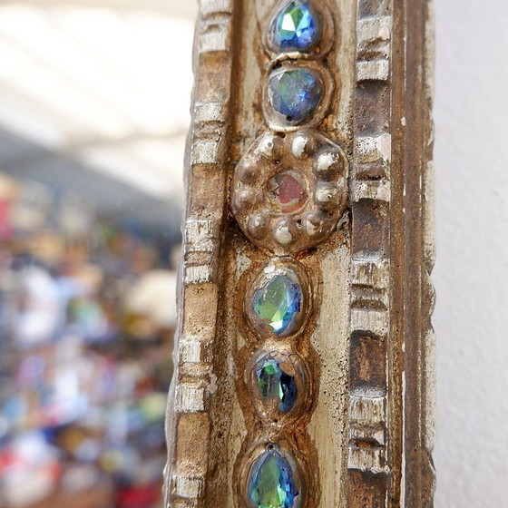 Image 1 of Miroir en stuc et pierres colorées dans le style des Creaciones Gobesso, Italie