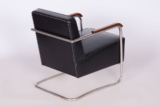 Paar gerestaureerde Bauhaus-fauteuils, van Mücke-Melder, Leer, Tsjechisch, jaren dertig – Leather, Wood (photo 10 of 14)