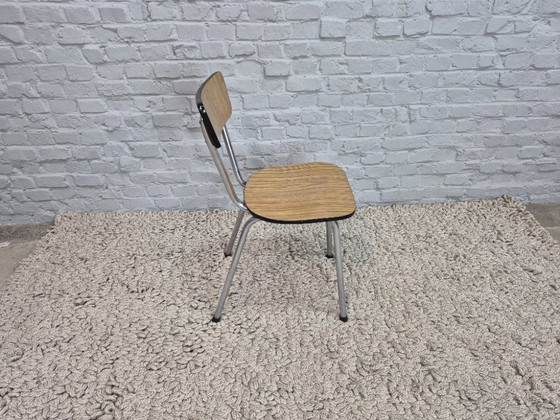 Image 1 of Mixed Set of 4 Vintage Design Kitchen Chairs by Brabantia, Wood-Effect Formica, The Netherlands, 1960s