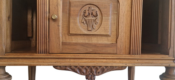 Image 1 of Mobiletto in noce e marmo verde - Stile Luigi XVI - Inizio XX secolo