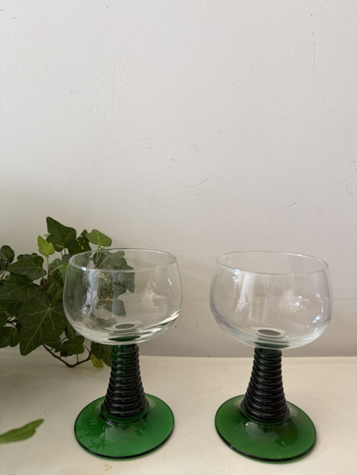 Set of 2 Roemer wine glasses from the 1970s