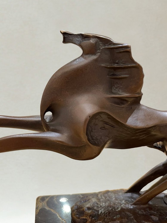 Image 1 of Bronze sculpture – Galloping horse – Signed Milo – Marble base