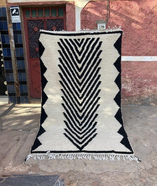 Handgemaakt Berberkleed, zwart-wit, 2/3 m – Ahrend, vloerkleden en tapijten, Wool