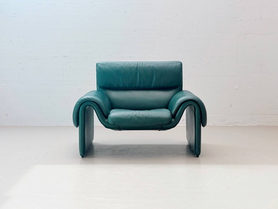 Image 1 of Poltrona De Sede DS-2011 in pelle, verde petrolio, Svizzera, anni '80