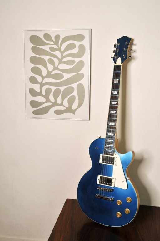 Decorative wooden electric blue guitar eyecatcher