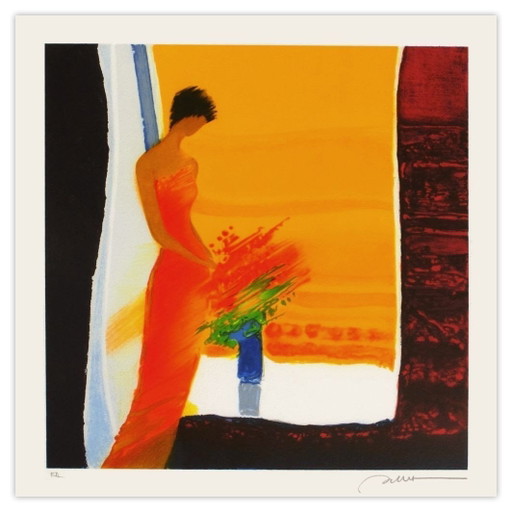 Emile Bellet signierte Lithographie L'Or Des Iles – lithos zeefdrukken, Paper