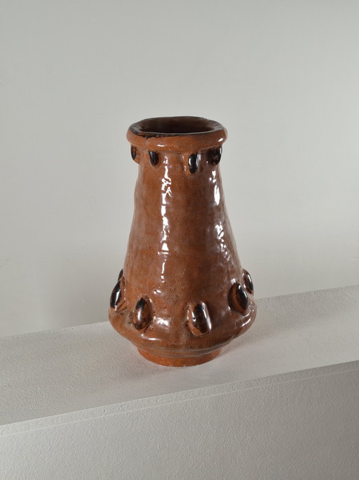 Gran jarrón de cerámica vintage de estilo ingenuo, obra de un artista ciego. – vazen, Ceramic