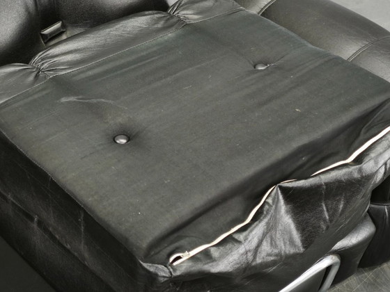 Image 1 of 1970s Italian Two-Seat Sofa by Adriano Piazzesi in Chrome and Leatherette