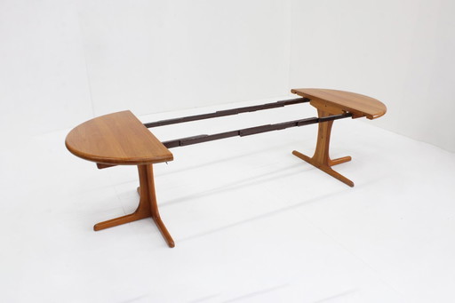 Table de salle à manger ronde extensible vintage danoise en teck massif XL