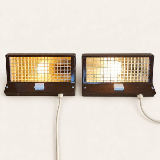 Hans-Agne Jakobsson Elidius Kuben Type 9000 – Pair of Swedish Wall Lamps