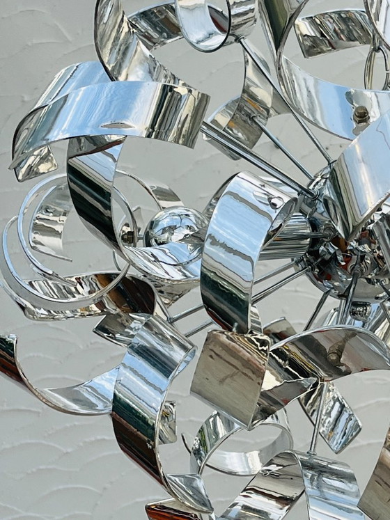 Image 1 of Sculptural chrome designer pendant light