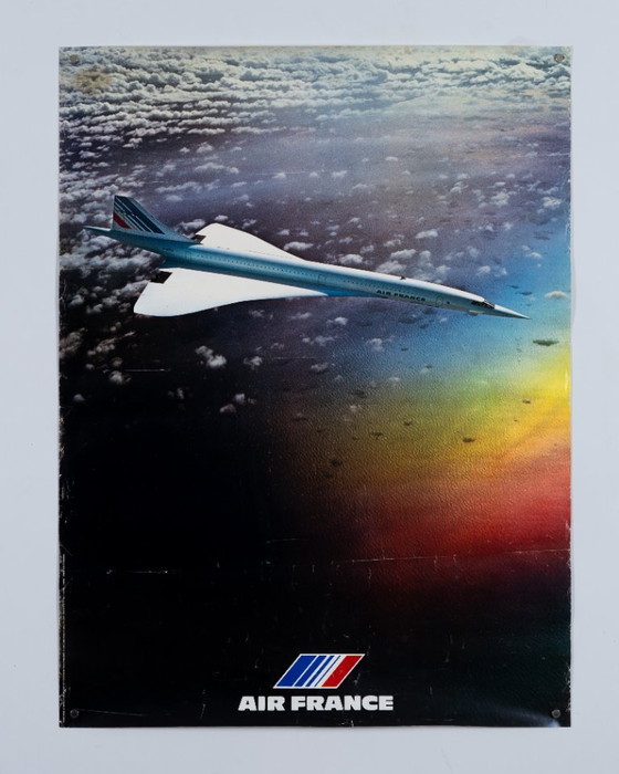 Image 1 of Air France Concorde – 1977 – Original Vintage Travel Poster by J. Bulté – Mid-Century Modern – 80x60 cm