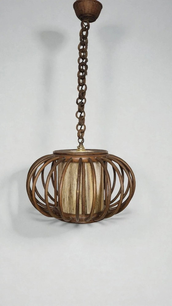 Rattan-Pendelleuchte, 1970 – Pendelleuchten, Wicker (photo 6 of 6)