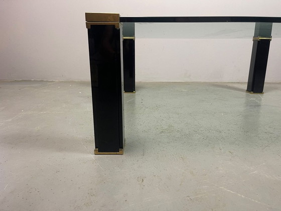 Hollywood Regency Mid-century Design Peter Ghyczy Glass & Brass Coffee Table. The Netherlands, 1970s. Ref.: (photo 5 of 12)
