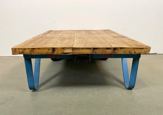 Image 1 of Blue Industrial Coffee Table Cart, 1960s