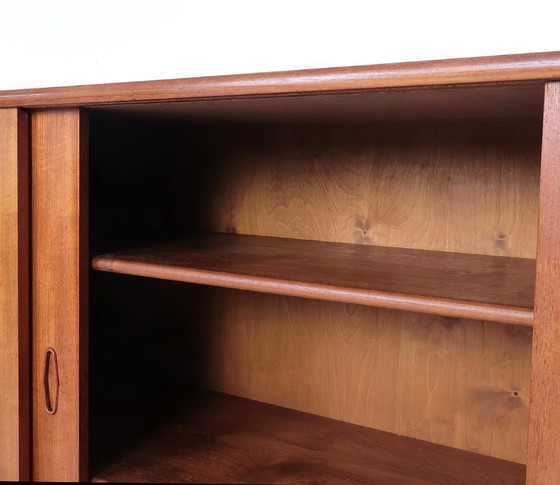 Image 1 of Dänisches Teak-Highboard mit Schiebetüren, 1960er Jahre