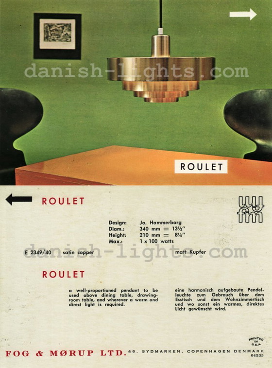 Image 1 of Fog&Morup solid brass "Roulet" pendant lamp