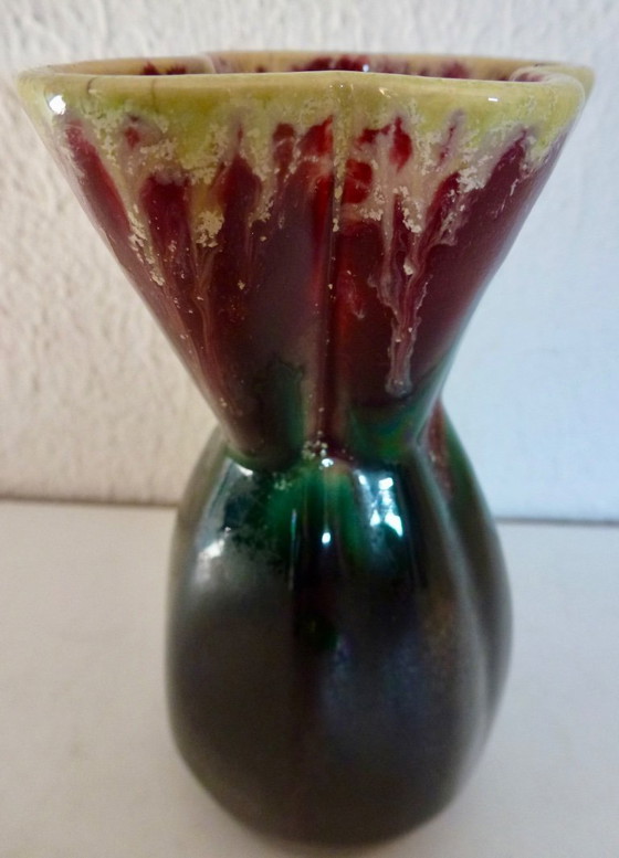 Image 1 of Faience de Thulin - Art Deco earthenware Beak jug + 2 vases.