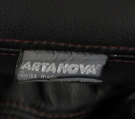 Image 1 of Artanova — “Medea” Modular Corner Sofa (2 Modules) — Black Leather — 1990s — Swiss Modern Lounge Statement