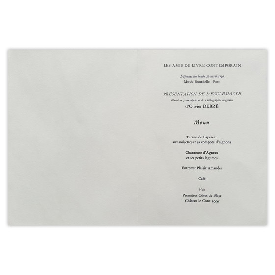Image 1 of Olivier Debre Menü Freunde zeitgenössischer Bücher Lithografie 1999