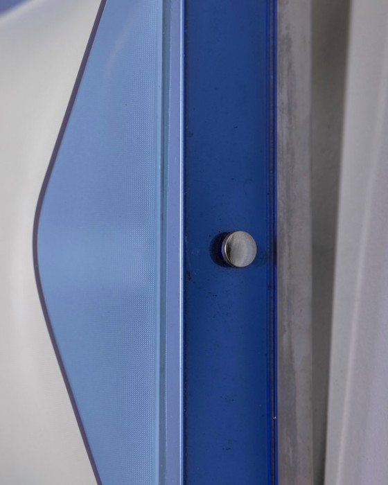 Image 1 of Vintage plafondlamp van blauw glas uit de jaren 70, Italiaans design.