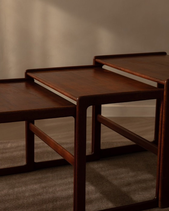 Image 1 of Teak bijzettafels set van 3 Arne Hovmand-Olsen voor Mogens Kold