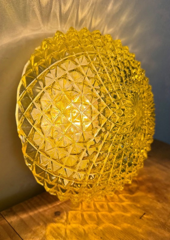Vintage Glass Wall or Ceiling Light, 1970s, Metal, Yellow (photo 11 of 14)