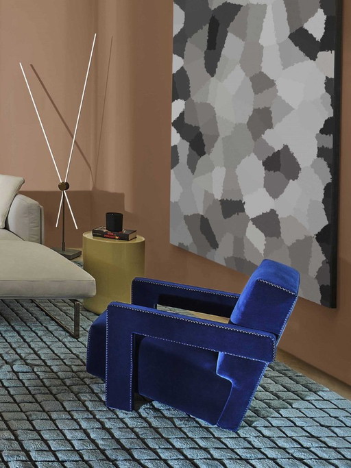 Fauteuil Utrecht (Cassina) - NEUF - Feutre de laine - Bleu cobalt - Lincoln 13L586, Surjet naturel – Wool (photo 2 of 5)