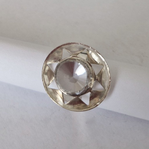 Vintage Zweedse zilveren ring met bergkristal - Maat 17,25