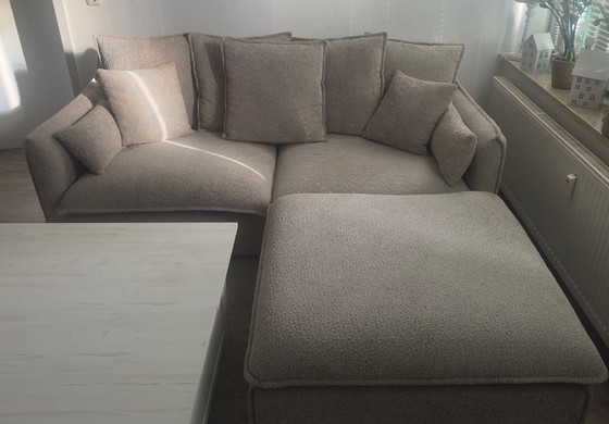Tweezitsbank + Hocker Landelijke Stijl – Atelier Nicola, 2 zitsbanken, Hout, Textiel (photo 2 of 5)
