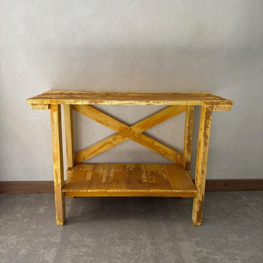 console en bois , patine jaune