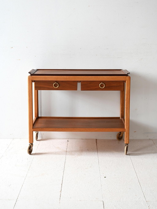 Vintage Scandinavian teak trolley "Britta" model by Mele-Møbler