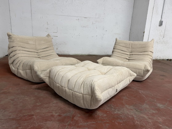 Ligne Roset Togo 2x 1zit + Ottoman in Beige Corduroy Nieuwstaat 10/10!! – Fauteuils, Textile (photo 2 of 15)
