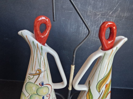 Image 1 of Rometti Keramik Öl- und Essig-Set aus den 1960er Jahren