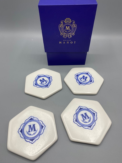 Maison Manoï – Ensemble de 4 sous-verres en porcelaine Heritage – Bát Tràng – decoratieve objecten, Klassiek
