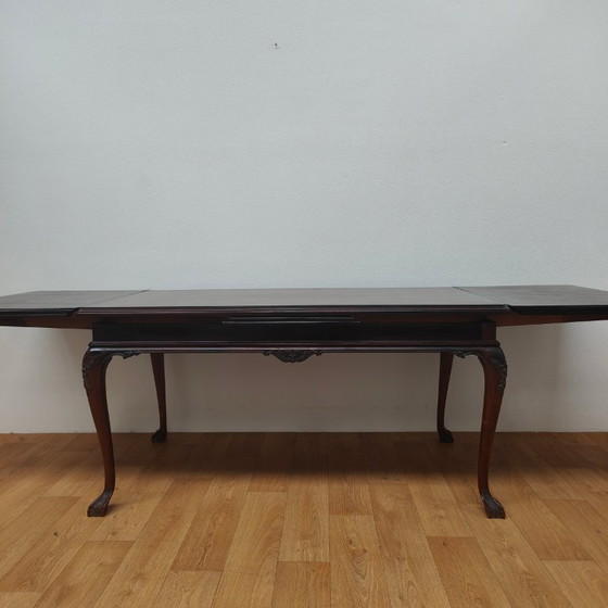 Image 1 of Tavolo da pranzo Chippendale vintage, tavolo da sala da pranzo, tavolo allungabile