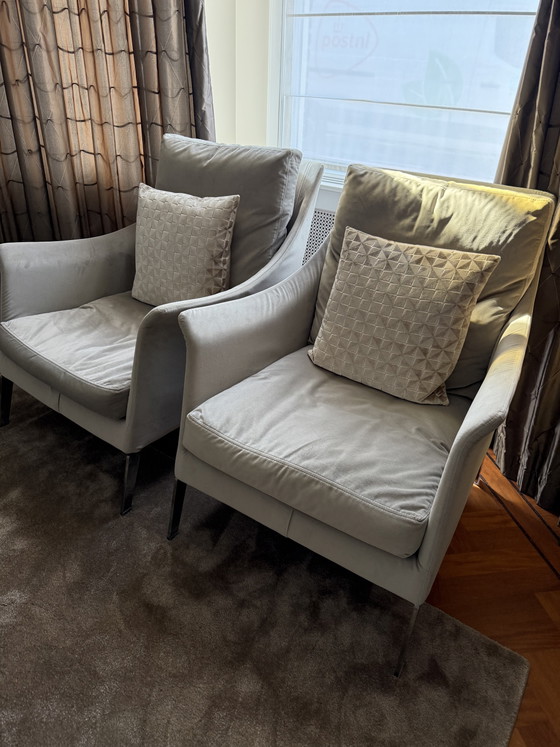 2x Flexform Boss Poltrone – Textile, Chrome (photo 5 of 5)