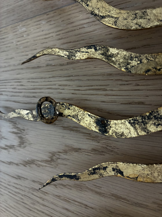 Splendido Specchio Sole Vintage in Ferro Dorato – Anni '50 – Mid-Century Modern – Glass, Iron (photo 5 of 5)