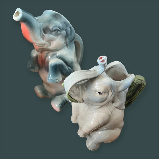 Image 1 of Antique Majolica elephant carafe izgst