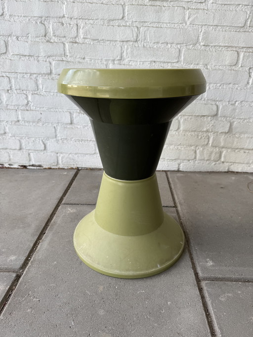 Tabouret vintage giganplast vert olive