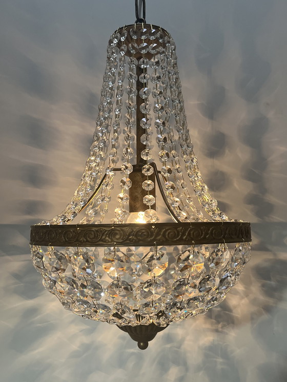 Image 1 of Candelabros de bolsillo de cristal de 2 piezas con marco de bronce