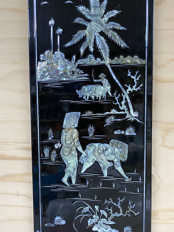 Image 1 of Targa da parete in lacca nera madreperla