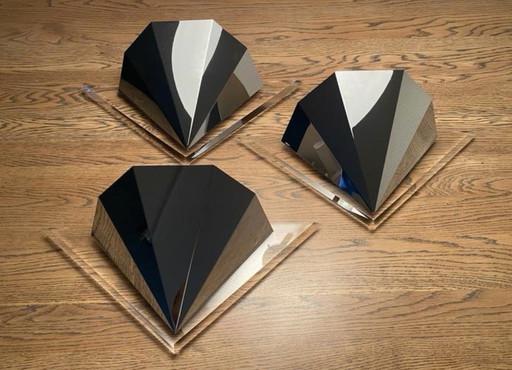 Vintage set of large chrome wall lights 80's