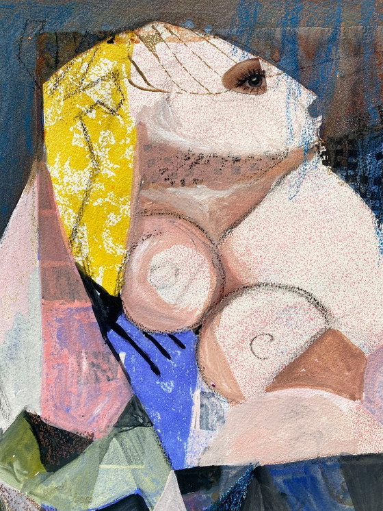 Image 1 of Dipinto espressionista ed erotico di N. Boéri Véfour. Francia, anni '90