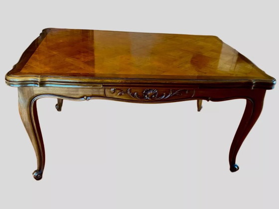 Image 1 of Louis XV Style Extendable Solid Oak Table